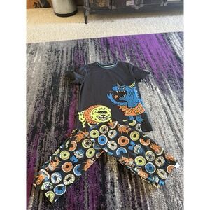 Cat & Jack Boys Size XXL 16/18 2pc Monster Short Sleeve Pajama Set Black nWT